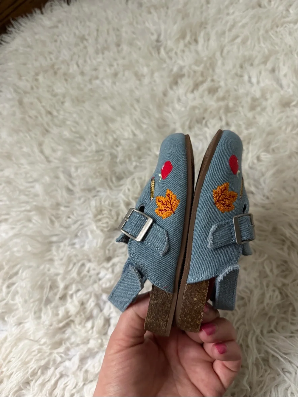 GAP Baby Blue Canvas Hook-and-Loop Embroidered Shoes